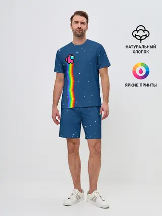 Мужской костюм с шортами / AMONG US - NYAN CREWMATE