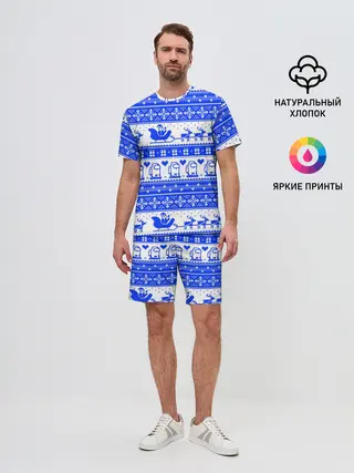 Мужской костюм с шортами / AMONG US НОВОГОДНИЙ УЗОР