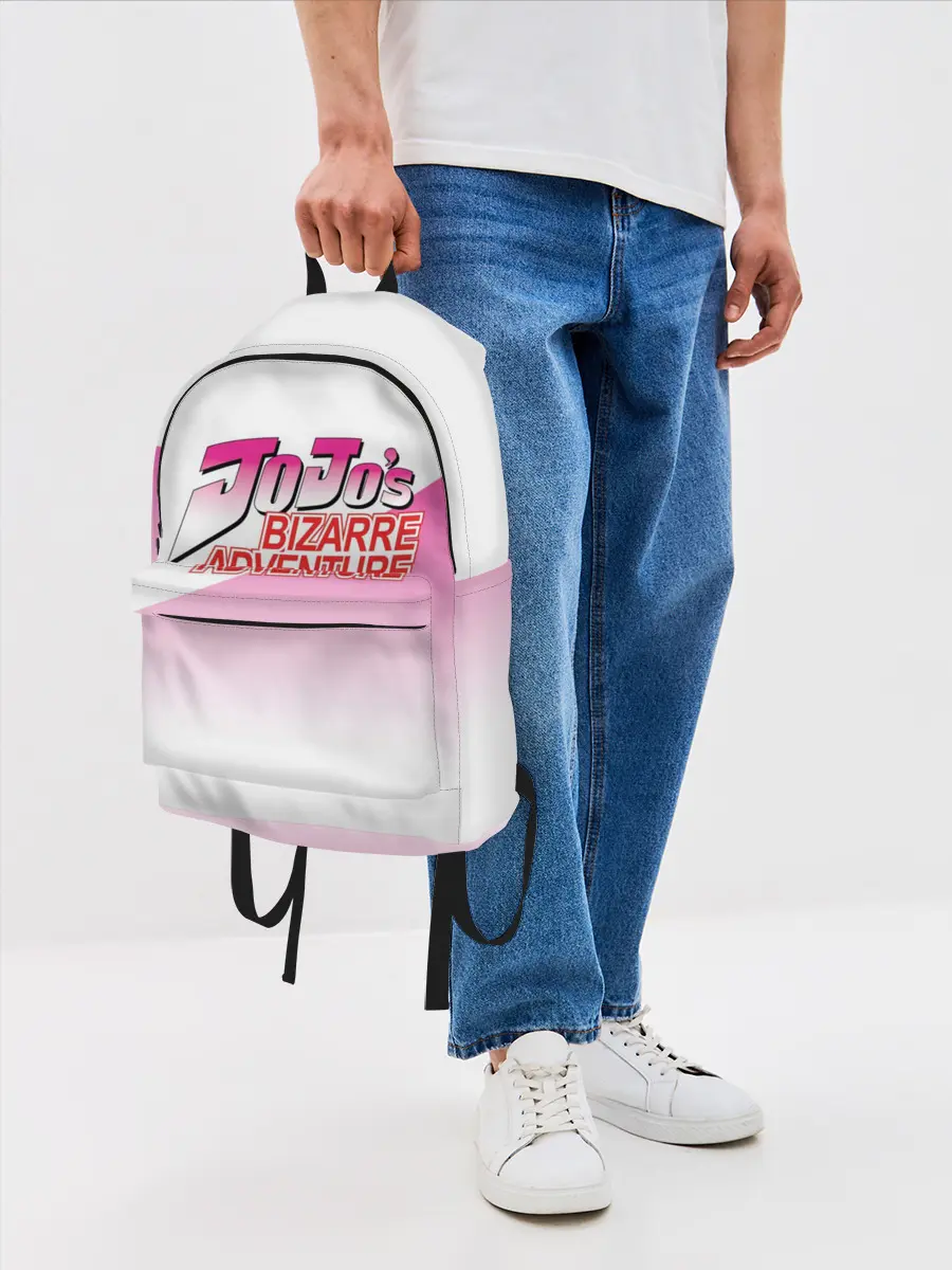 Рюкзак джинсовый / Лого джоджо розовый треугольник