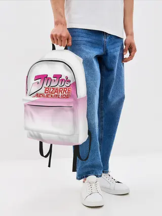 Рюкзак джинсовый / Лого джоджо розовый треугольник