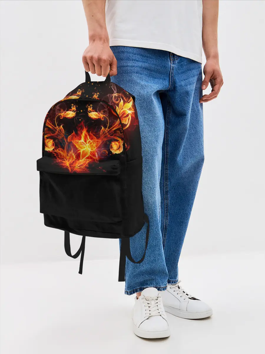 Рюкзак джинсовый / Огненные цветы в темноте