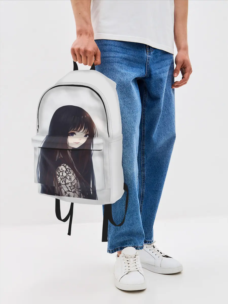 Рюкзак джинсовый / Красивая аниме девушка