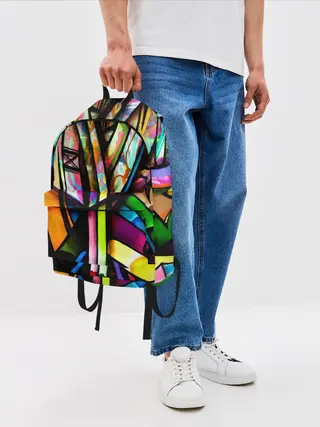 Рюкзак джинсовый / Красочное граффити