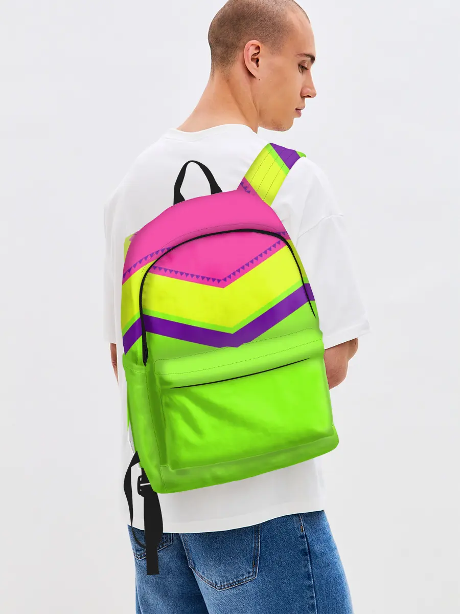 Рюкзак джинсовый / Цветные треугольники_ салатовы