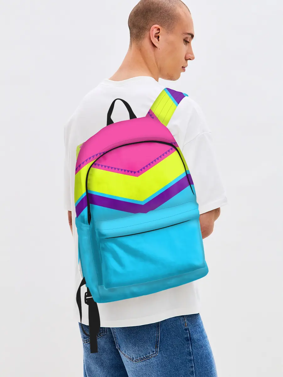 Рюкзак джинсовый / Цветные треугольники_голубой