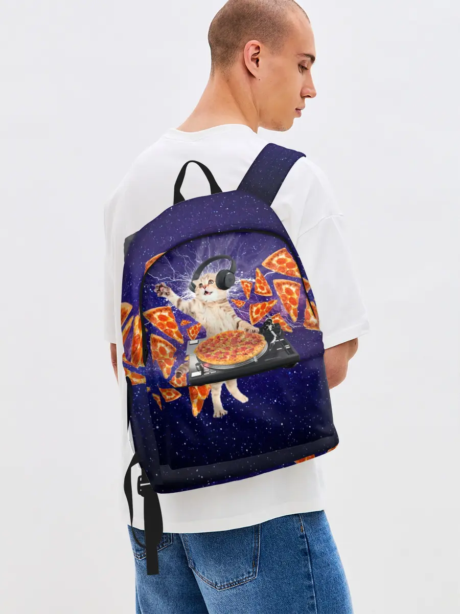 Рюкзак джинсовый / Пицца - Кот