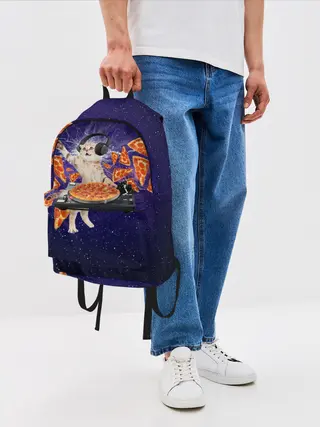 Рюкзак джинсовый / Пицца - Кот