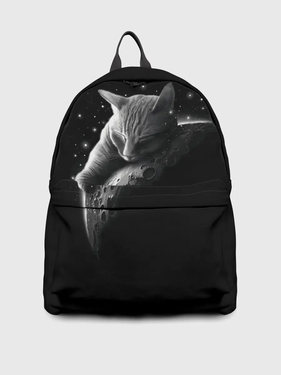 Рюкзак джинсовый / Спящий Кот на Луне