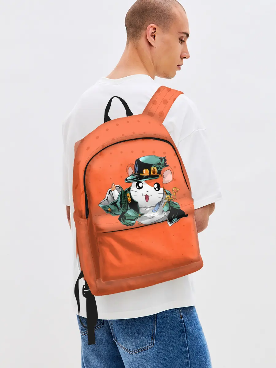 Рюкзак джинсовый / Джоджо хомяк на оранжевом