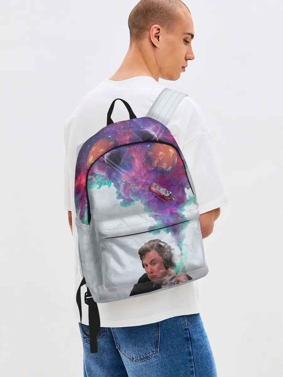 Рюкзак джинсовый / Илон Маск курит космос