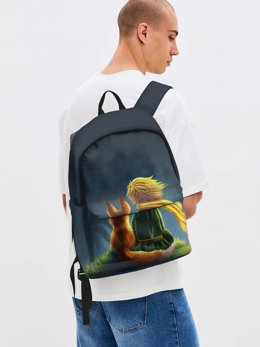 Рюкзак джинсовый / Маленький принц с лисой