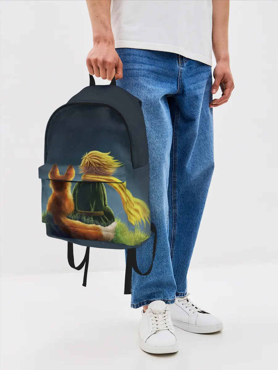 Рюкзак джинсовый / Маленький принц с лисой