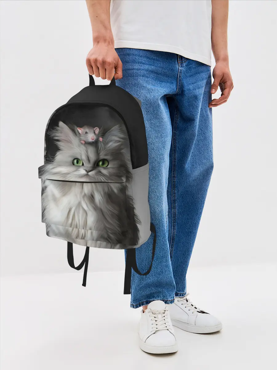 Рюкзак джинсовый / Кот и мышка