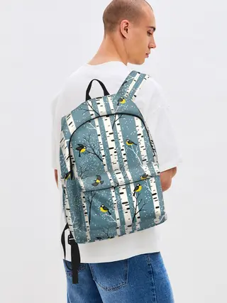 Рюкзак джинсовый / Синички на берёзах