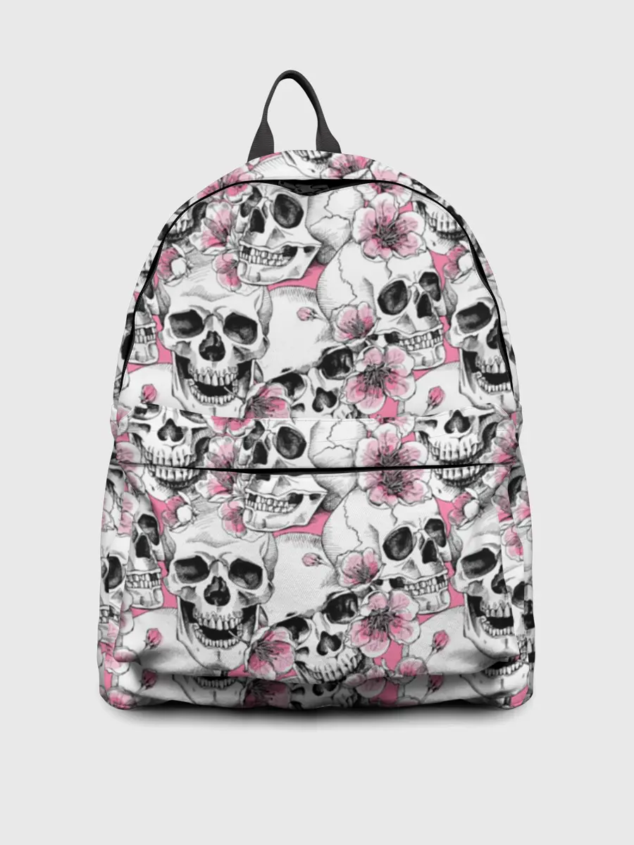 Рюкзак джинсовый / Черепа в цветах