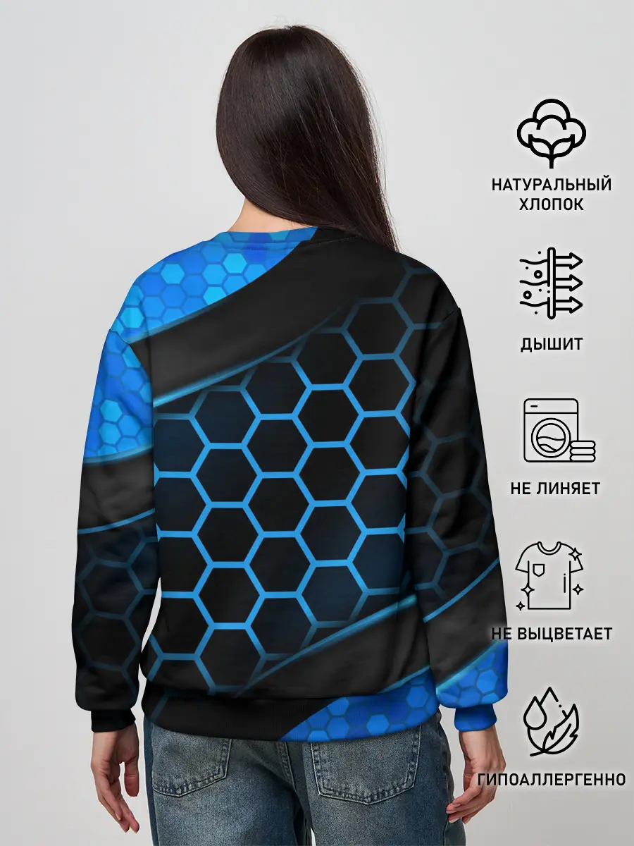 Женский свитшот / 3D luxury blue 3Д СОТЫ и плиты