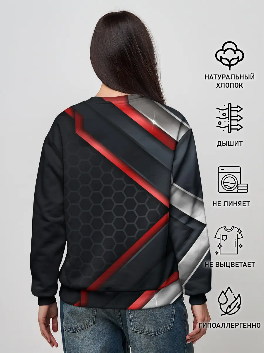 Женский свитшот / luxury Black 3D СОТЫ