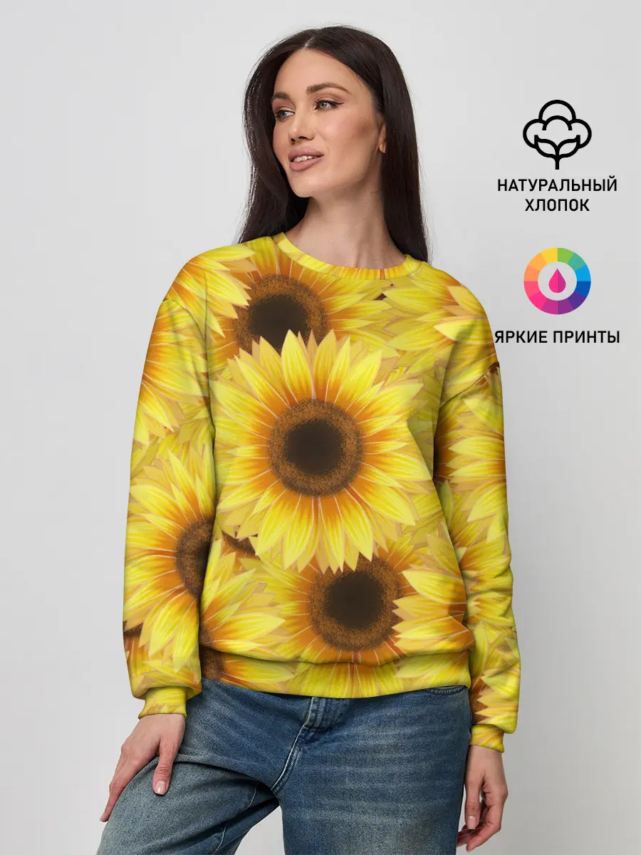 Женский свитшот / Подсолнухи в поле