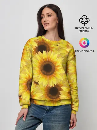 Женский свитшот / Подсолнухи в поле