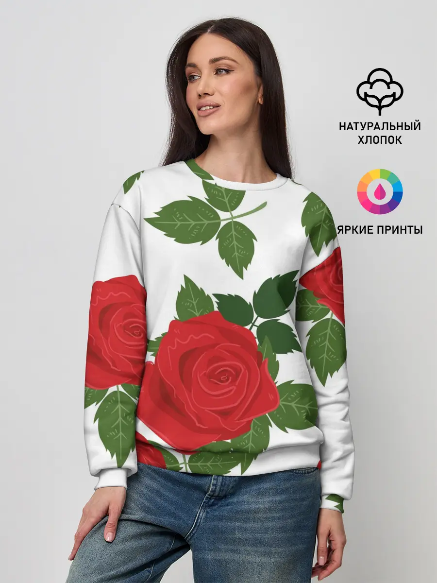 Женский свитшот / Большие розы