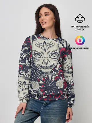 Женский свитшот / Кицунэ | Маска лисы