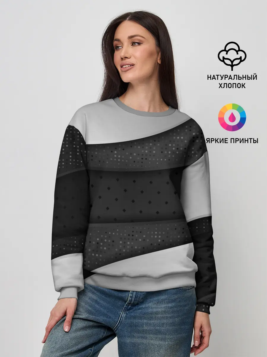 Женский свитшот / 3D luxury style silver black