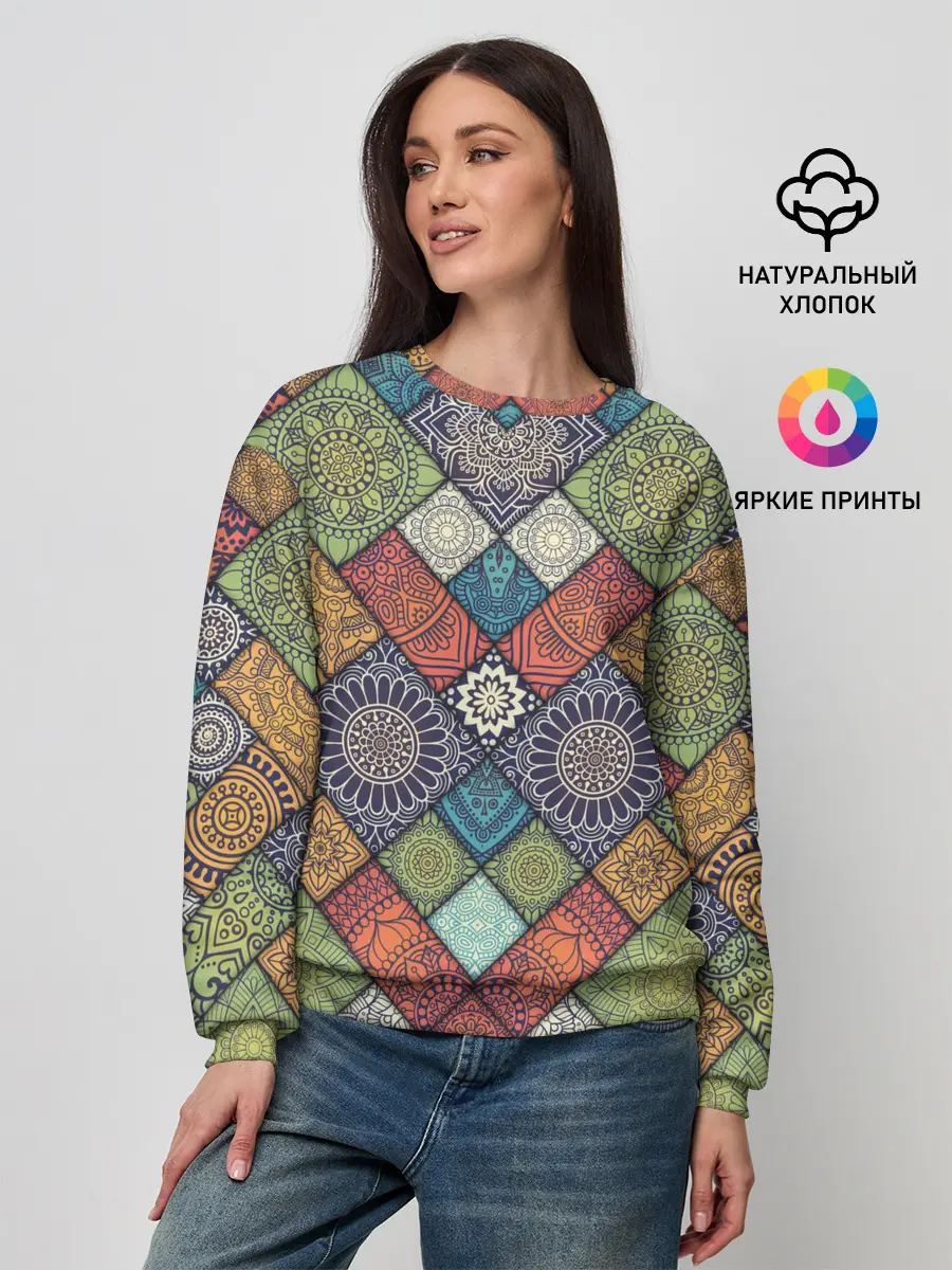 Женский свитшот / ЛОСКУТНАЯ ВЫШИВКА