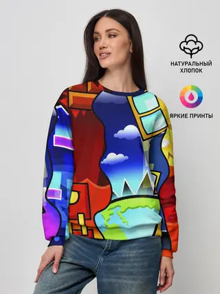 Женский свитшот / GEOMETRY DASH / ГЕОМЕТРИ ДАШ