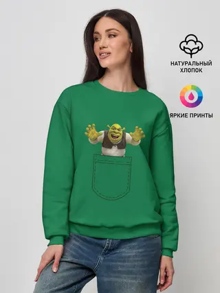 Женский свитшот / Шрек рычит из кармана