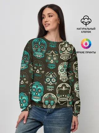 Женский свитшот / Черепа с узорами