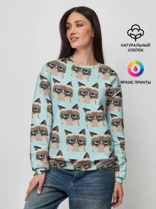 Женский свитшот / Грустный котик
