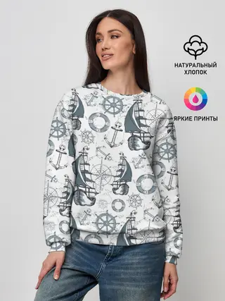Женский свитшот / Морской узор Nautical Pattern