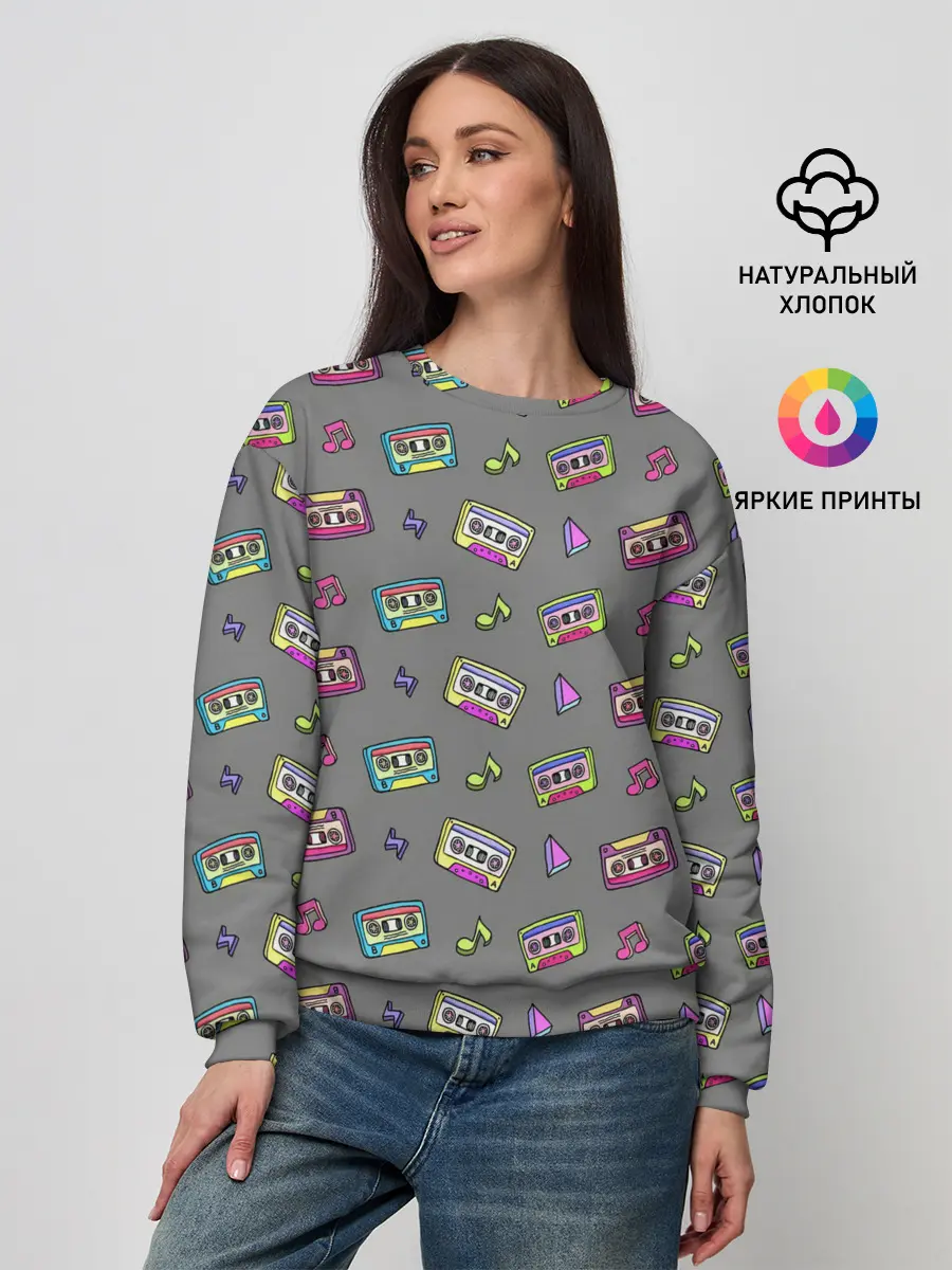 Женский свитшот / Касеты и ноты