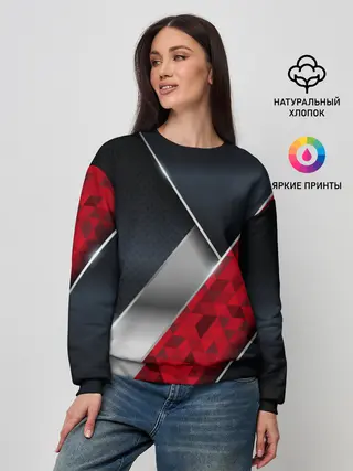 Женский свитшот / 3D BLACK AND RED METAL
