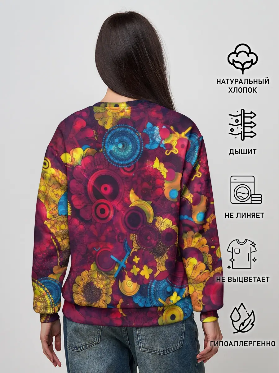 Женский свитшот / Цветы - шестеренки