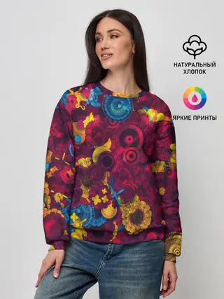 Женский свитшот / Цветы - шестеренки