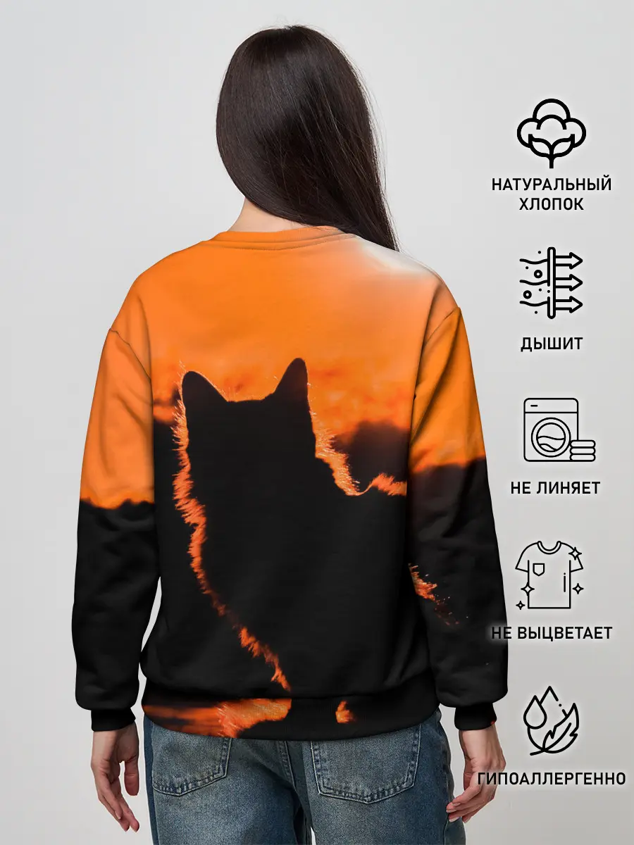 Женский свитшот / Котенок на фоне заката