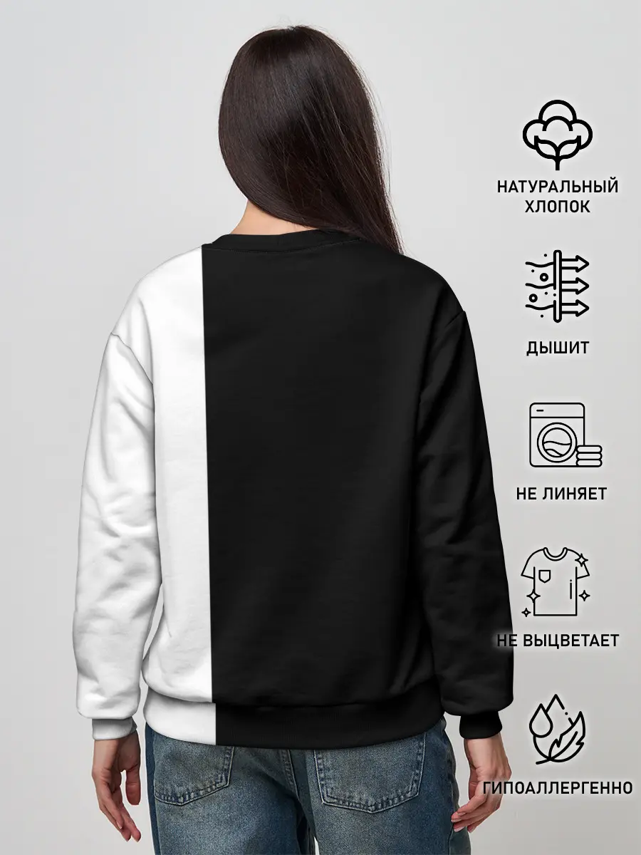 Женский свитшот / Черно белый силуэт Танджиро