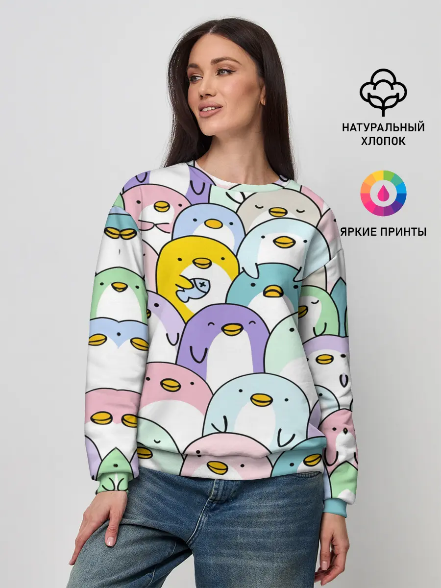 Женский свитшот / Пингвины