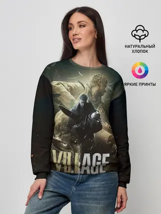 Женский свитшот / Итан,Крис и деревня RE8