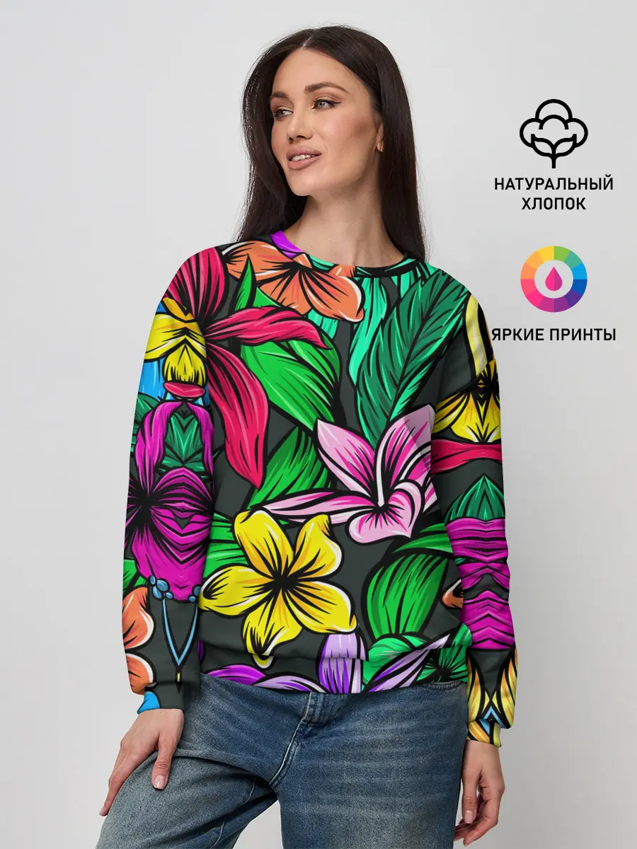 Женский свитшот / Цветочный фон | Пляжная