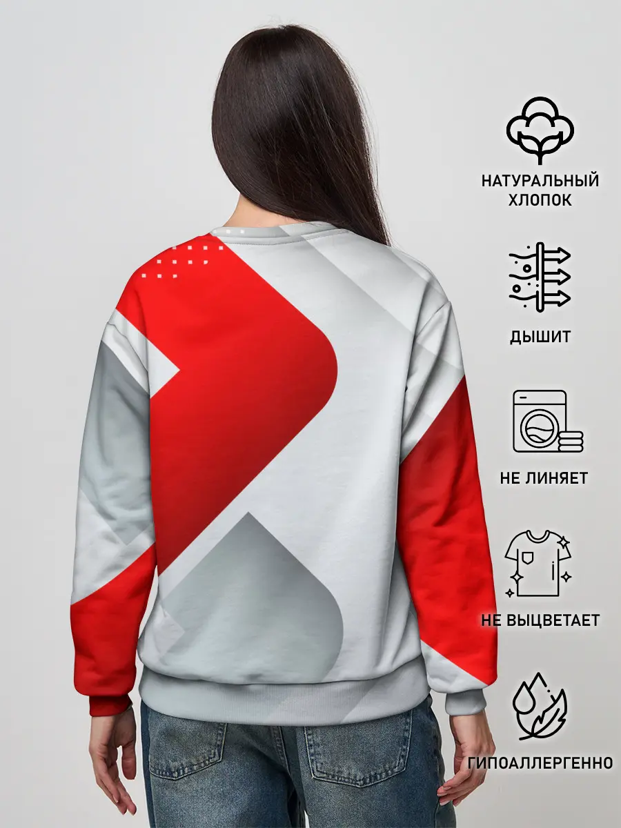 Женский свитшот / 3D SPORT STYLE RED / WHITE