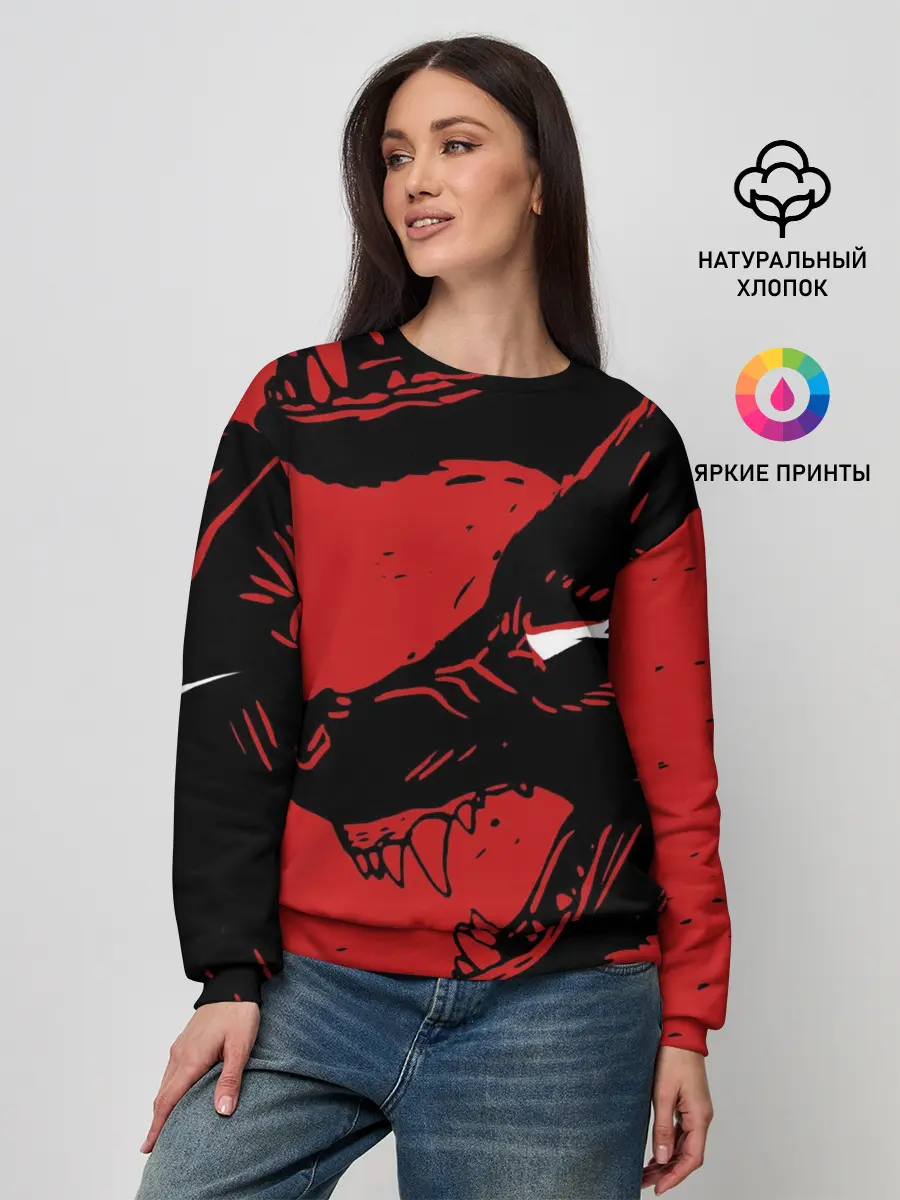 Женский свитшот / Красный волк 3D