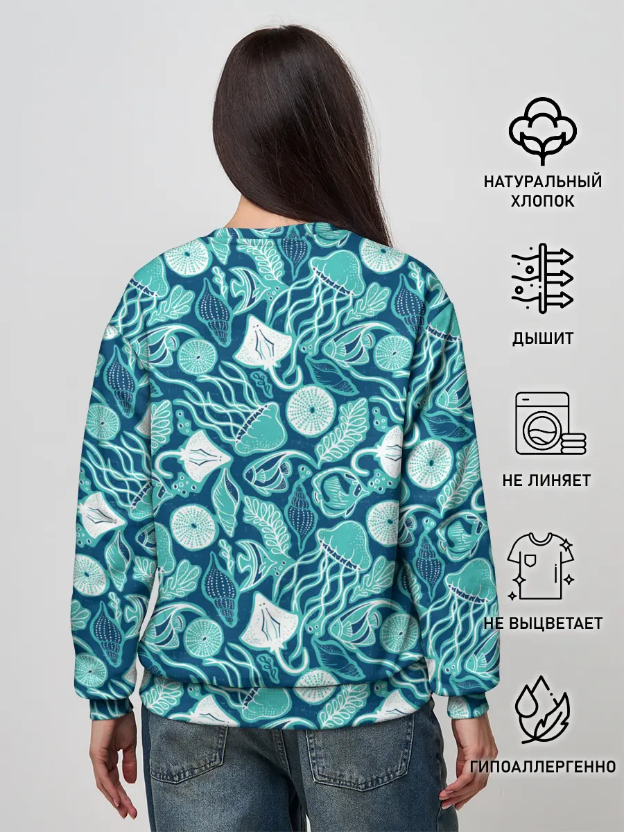 Женский свитшот / Скаты и медузы