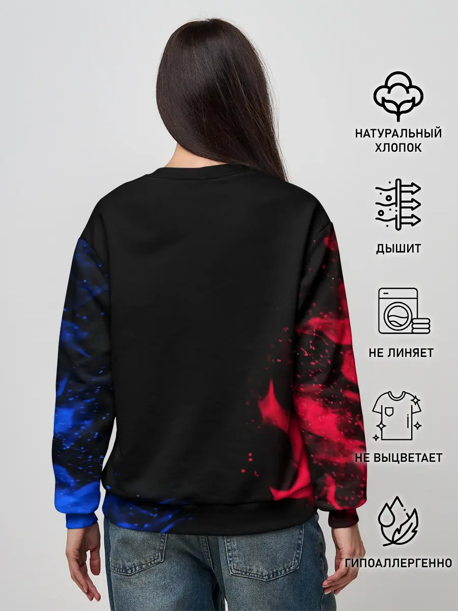 Женский свитшот / ЛИОНЕЛЬ МЕССИ / ОГОНЬ / FIRE