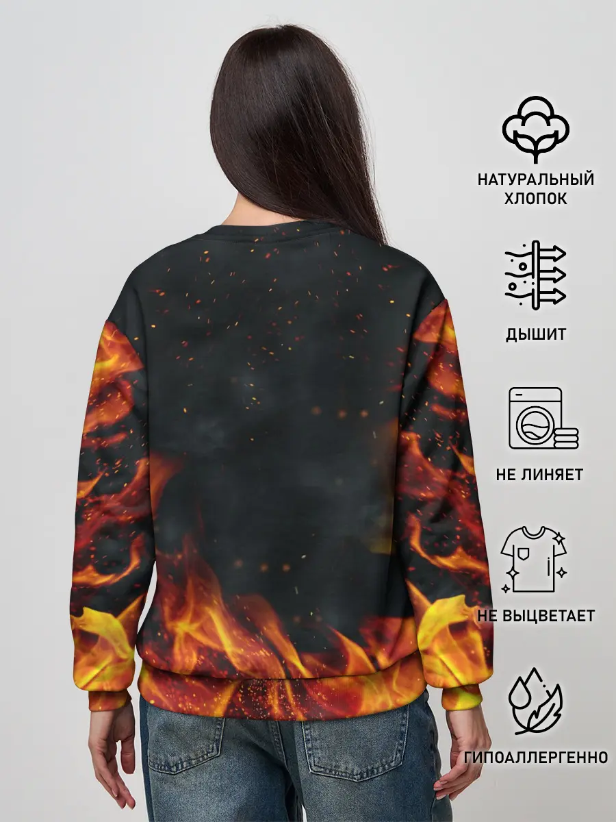 Женский свитшот / РОБЕРТ ЛЕВАНДОВСКИ / ОГОНЬ