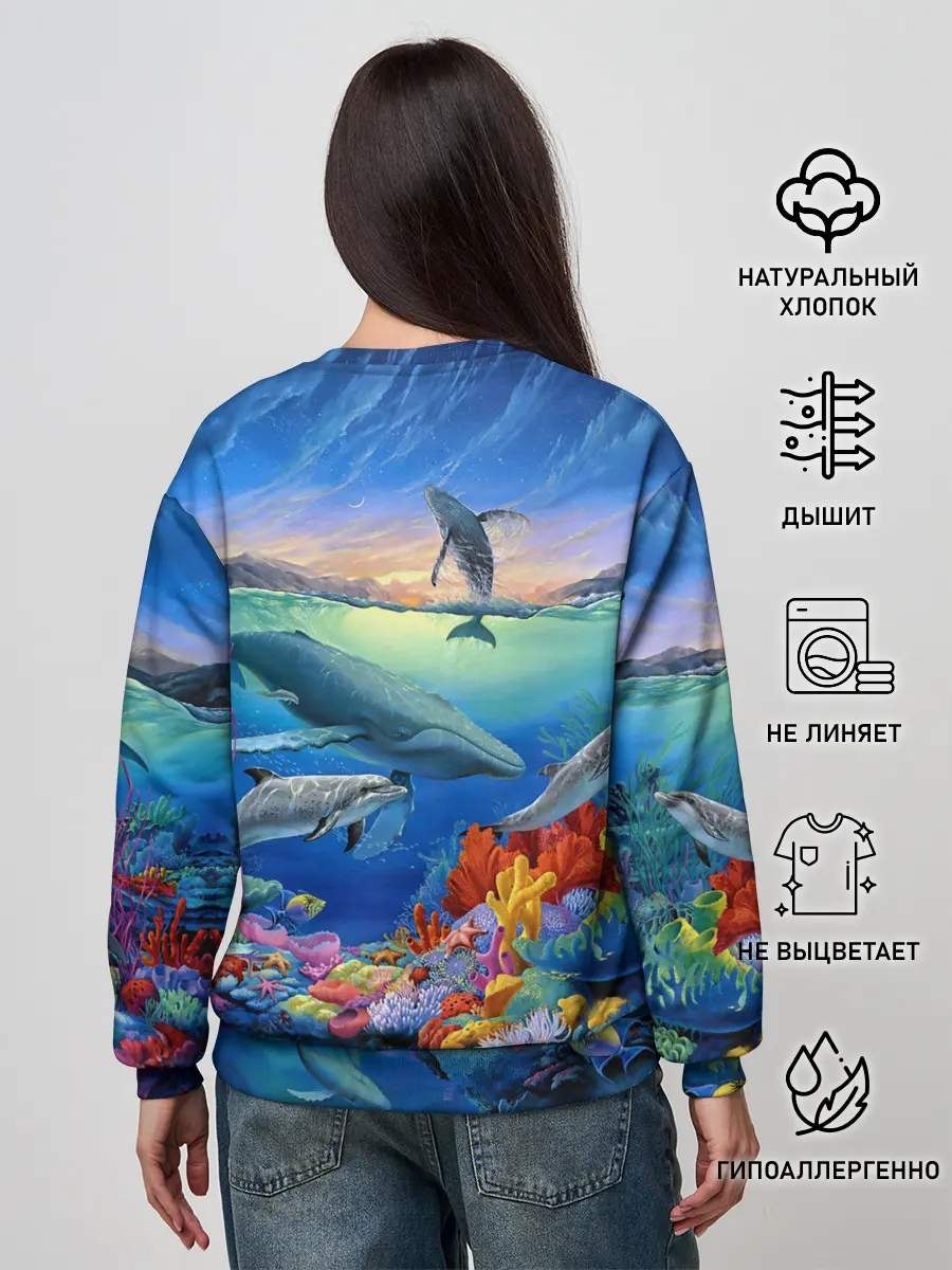 Женский свитшот / Киты и дельфины