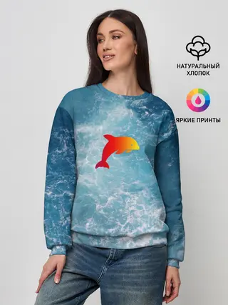 Женский свитшот / Дельфин в море
