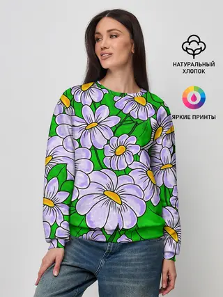 Женский свитшот / Цветы Лавандовые ромашки