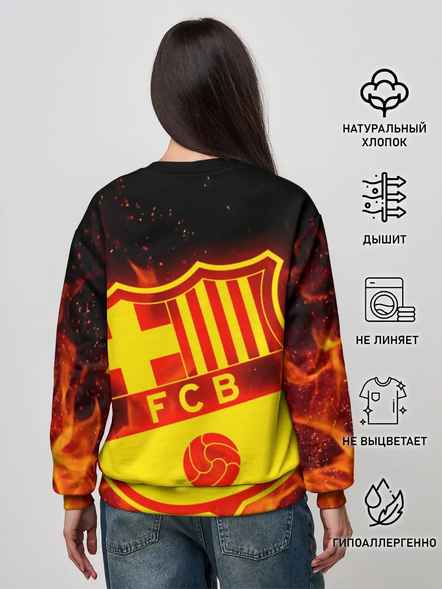 Женский свитшот / FC BARCELONA / FIRE / ОГОНЬ